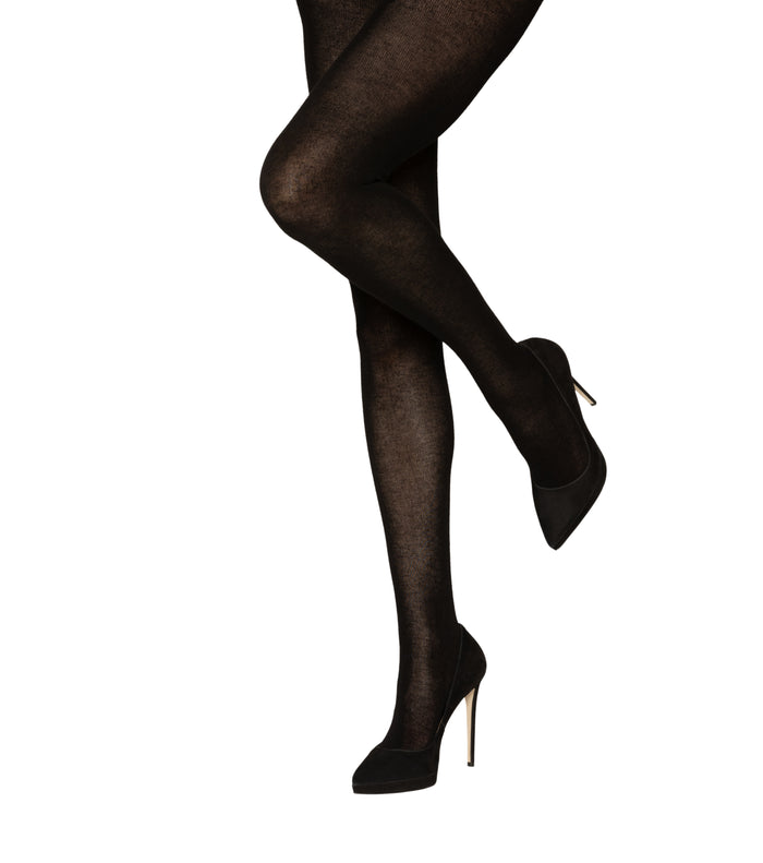 Plain Black Wool Tights BY Charnos