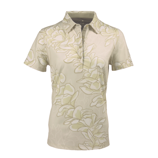 "Plumeria Cream" - OGA Women's Polo - White Gold