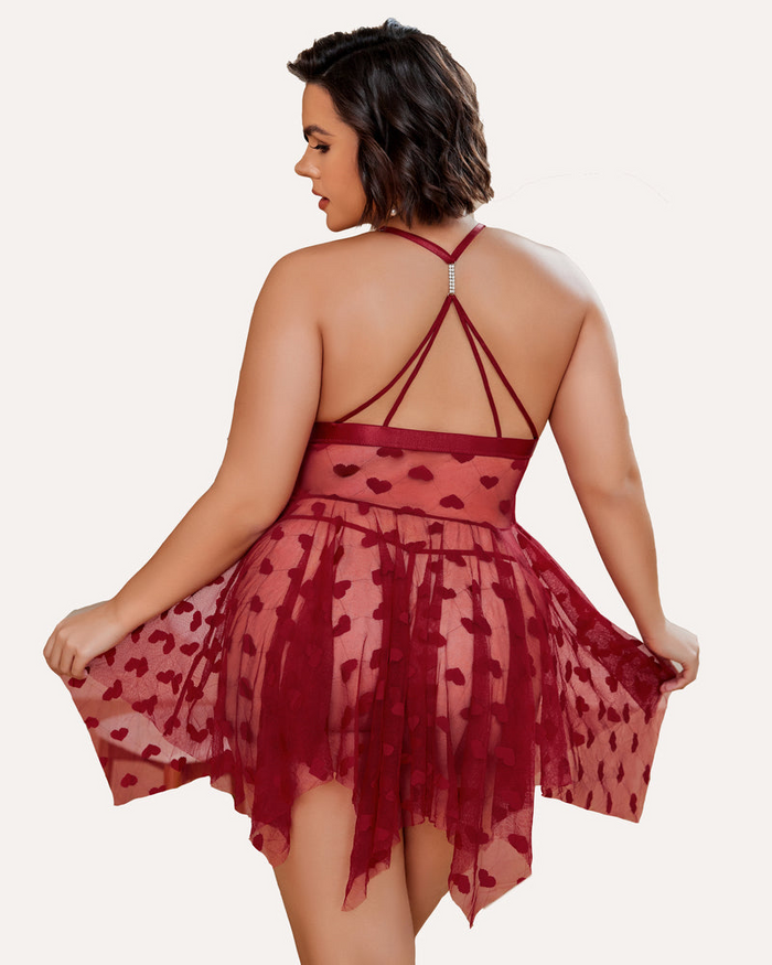 Plus Size Lace Front Slit Nightdress