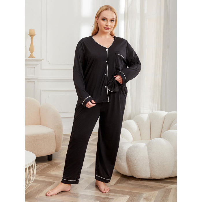 Plus Size Pajamas Women Autumn Winter Girls Long Sleeve Homewear Suit