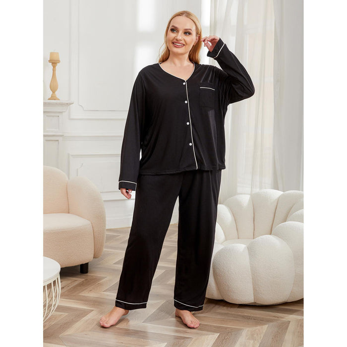 Plus Size Pajamas Women Autumn Winter Girls Long Sleeve Homewear Suit