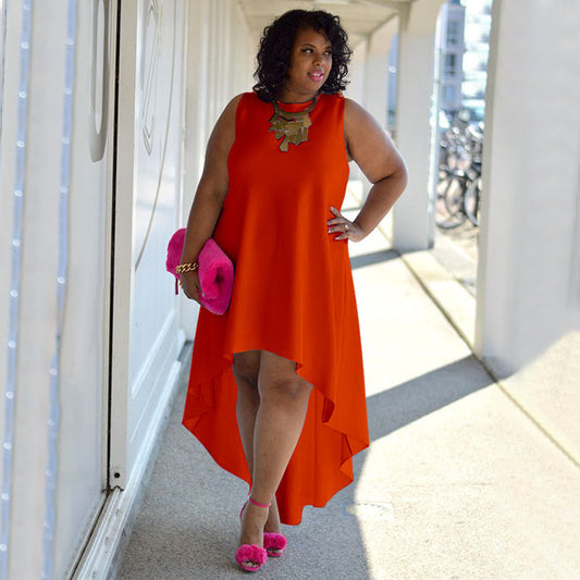 Plus Size Wome Clothing Fashionable Elegant Sleeveless Sexy round Neck Comfortable Casual Dress