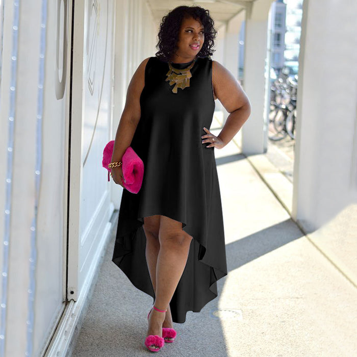 Plus Size Wome Clothing Fashionable Elegant Sleeveless Sexy round Neck Comfortable Casual Dress