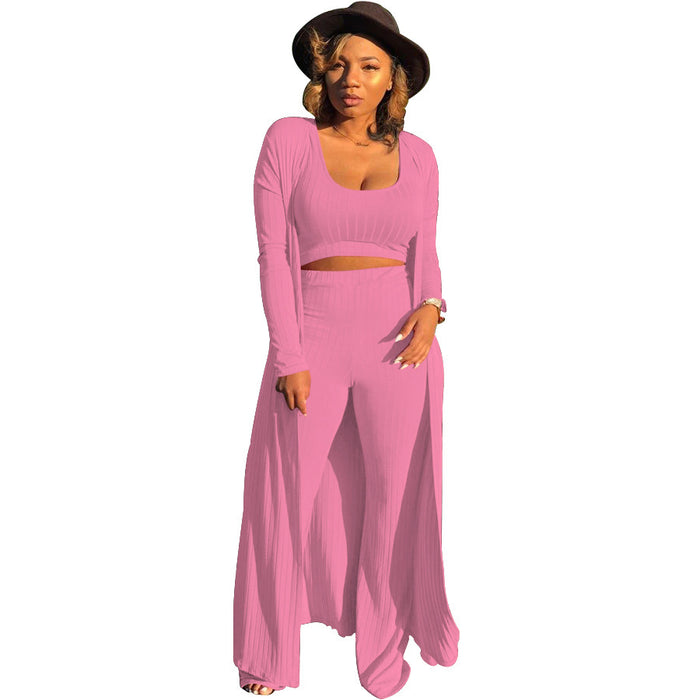 Plus Size Women Clothing   High Elastic Sunken Stripe Three-Piece Suit Tight Sexy Nightclub Women Clothing