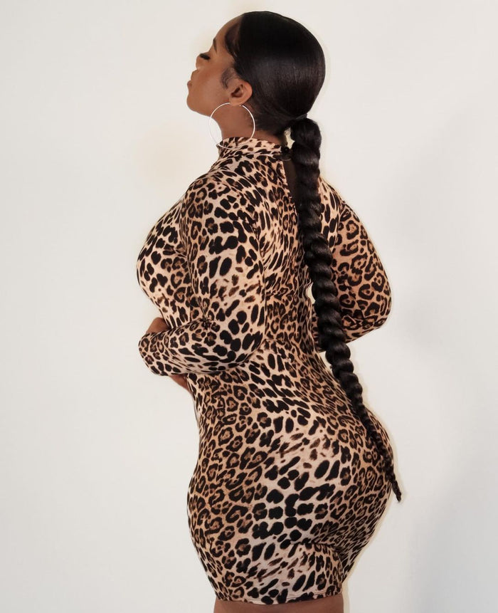 Plus Size Women Clothing Women Clothing New Early Autumn Leopard Print Dress