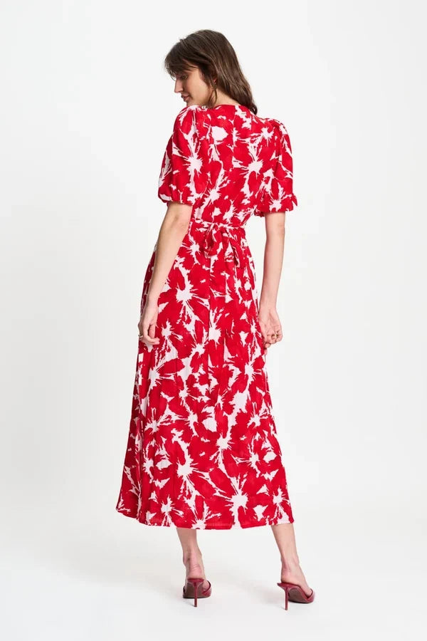 POM DRESS CRINKLE BUBBLE in Bloom Red from POM Amsterdam