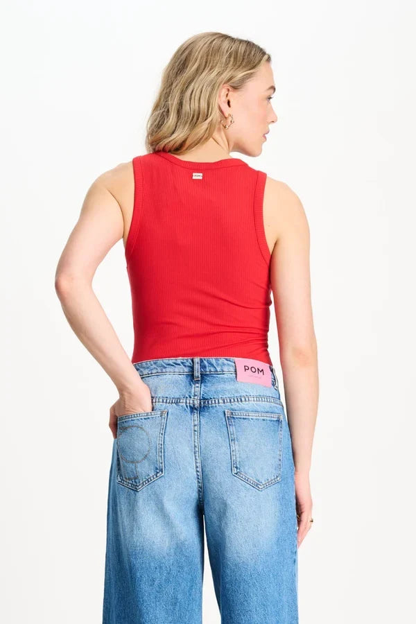 POM TOP TANK TOP in Rib Bloom Red from POM Amsterdam