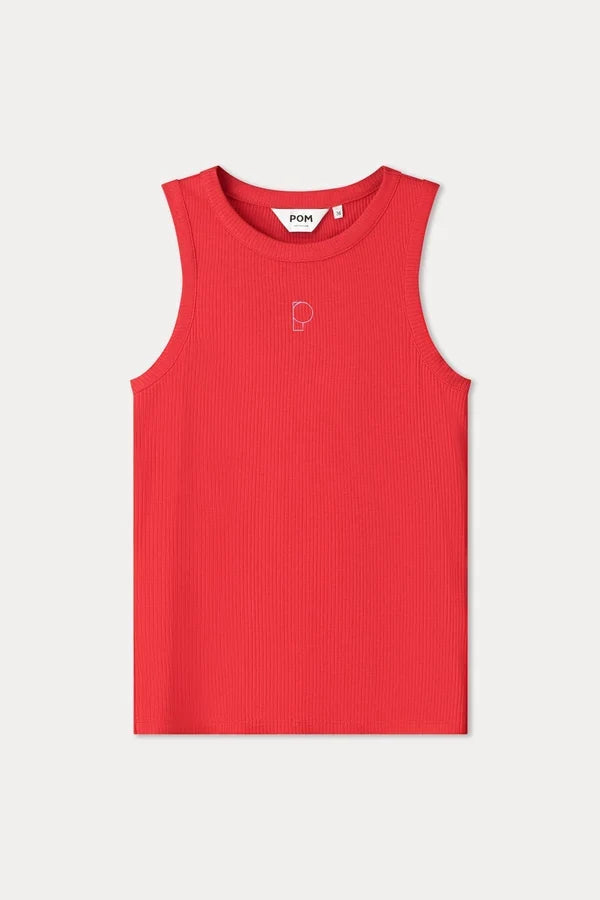 POM TOP TANK TOP in Rib Bloom Red from POM Amsterdam