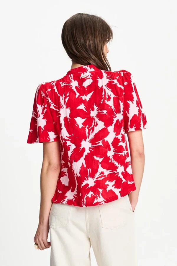 POM TOP CRINKLE BUBBLE in Bloom Red from POM Amsterdam