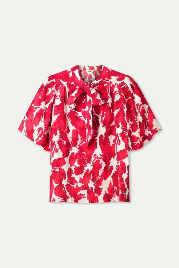 POM TOP CRINKLE BUBBLE in Bloom Red from POM Amsterdam