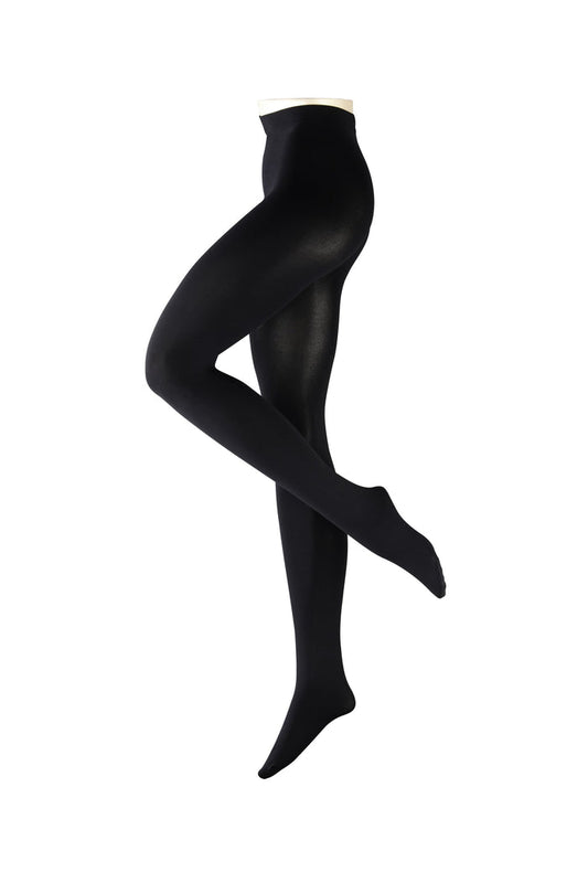 Falke black 100 denier tights on a white background