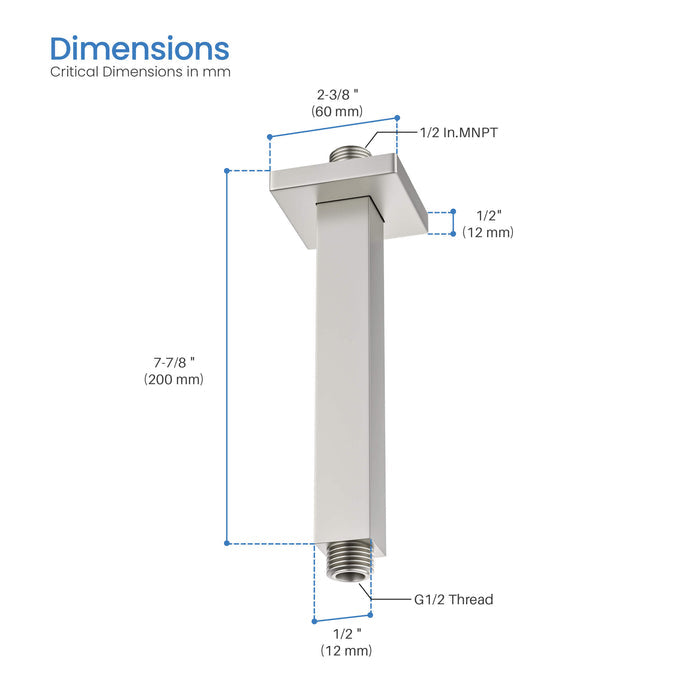 Quadra 8" Ceiling Mounted Shower Arm - SA0801