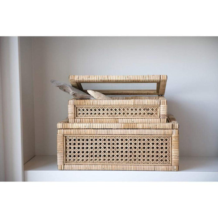 Rattan Box with Glass Lid - Madison's Niche