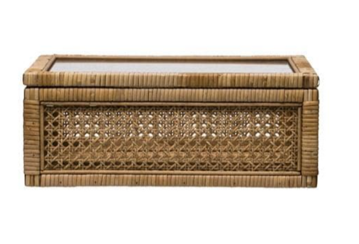 Rattan Box with Glass Lid - Madison's Niche