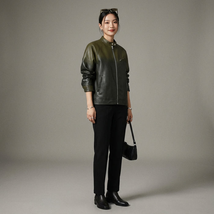 Veste col montant dégradé rétro en polyester - Koreanxwear - Taille M