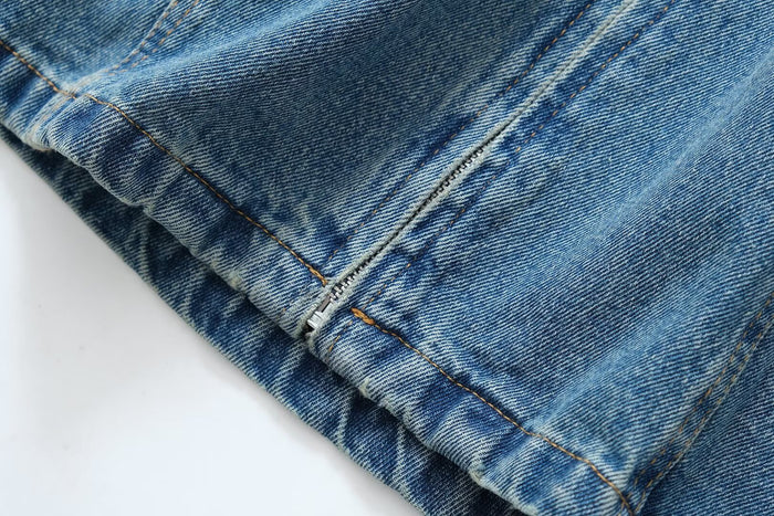 Retro Hong Kong Casual Mid Length Younger Denim Dress Women Summer