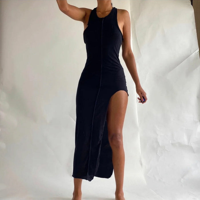 Round Neck Slim Sleeveless Dress