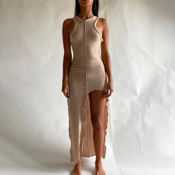 Round Neck Slim Sleeveless Dress
