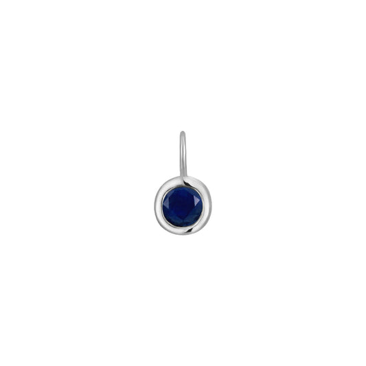 Permanent Jewelry, Sapphire Charm, Sterling Silver