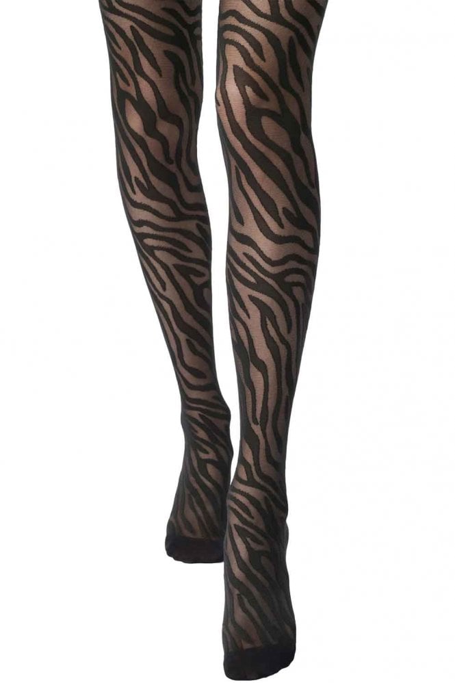 Zebra Print Design Tights By Oroblu on a white background