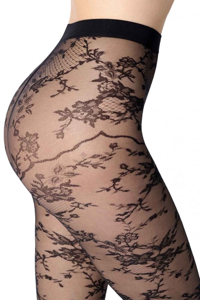Oroblu Seductive black lace Tights on a white background