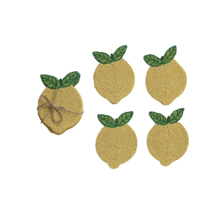 Set Of 4 Beaded Lemon Coaster - Madison's Niche