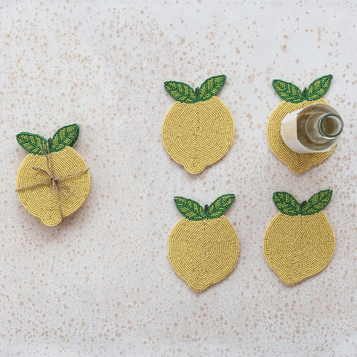 Set Of 4 Beaded Lemon Coaster - Madison's Niche
