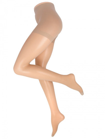 Cafe creme support tights on a mannequin against a white background