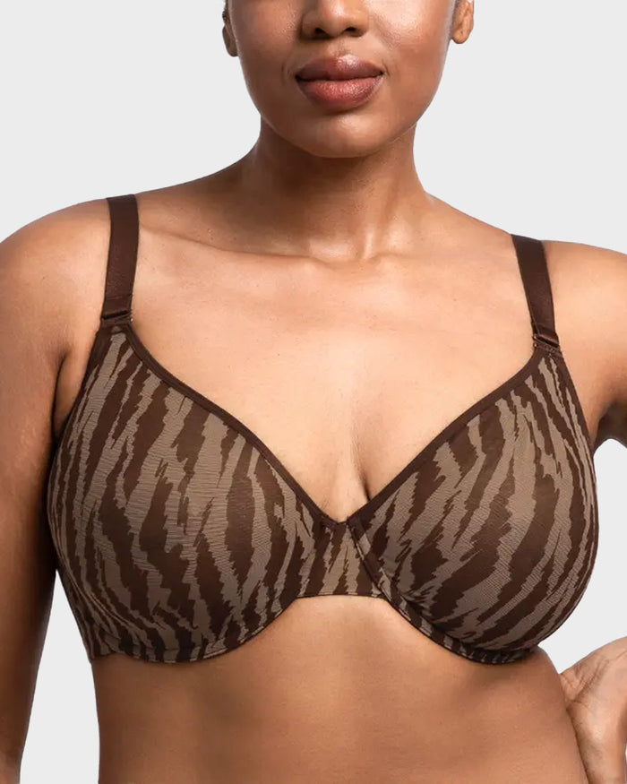 Sheer Zebra Mesh Unlined Underwire Bra