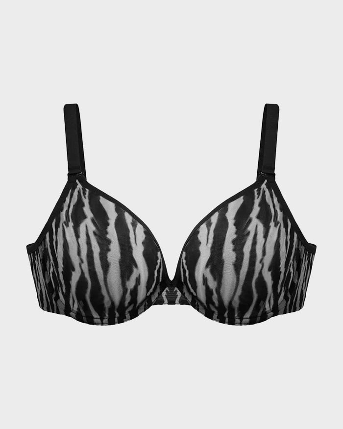 Sheer Zebra Mesh Unlined Underwire Bra