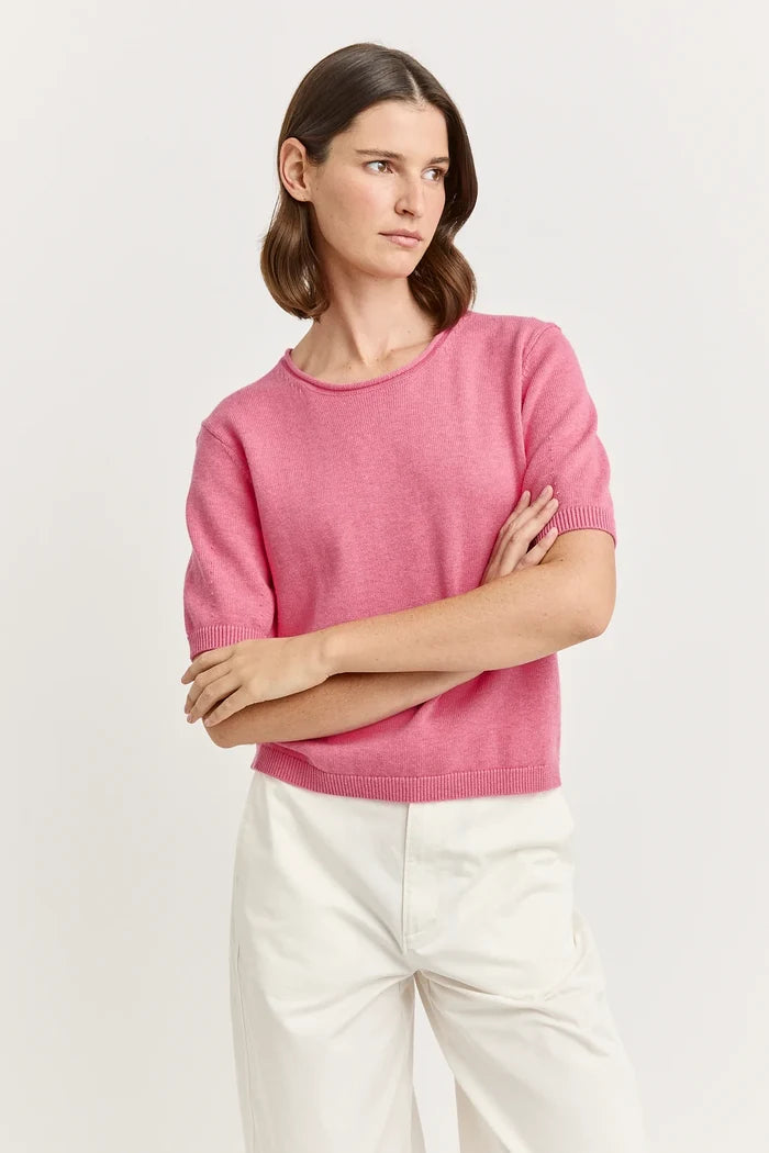 SHORT SLEEVE KNIT in Flamingo by Toorallie at Darling & Domain