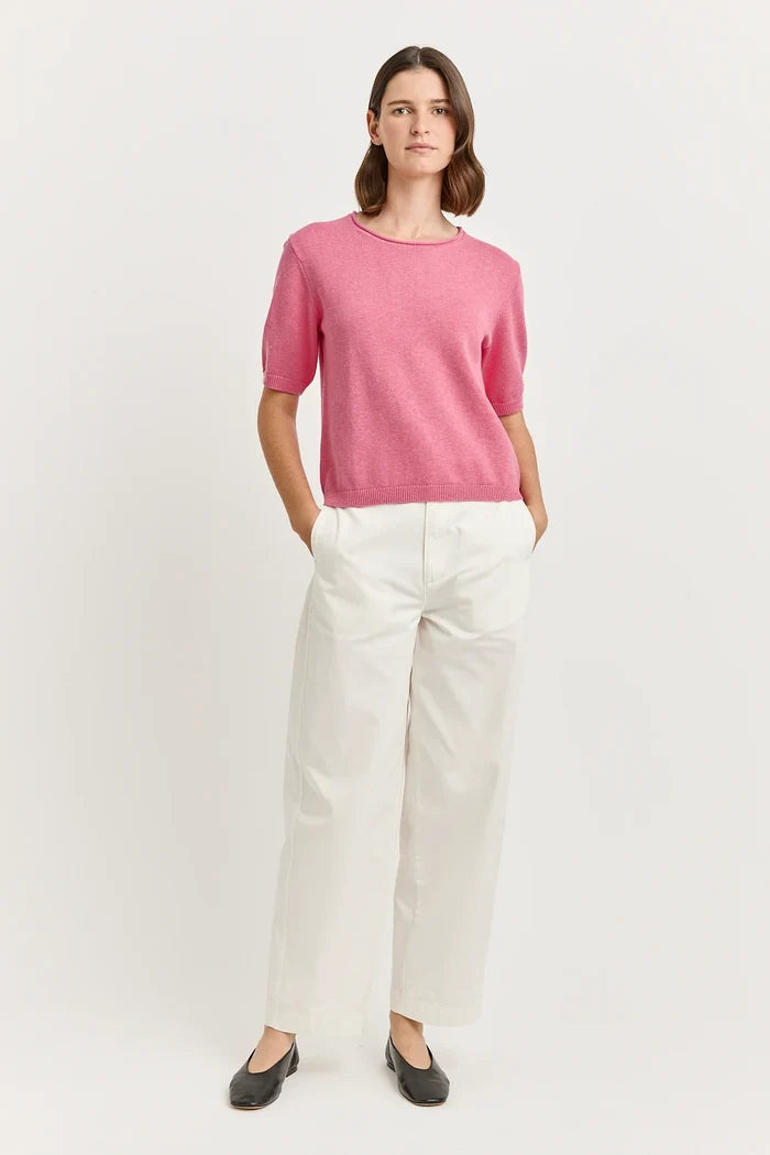 SHORT SLEEVE KNIT in Flamingo by Toorallie at Darling & Domain