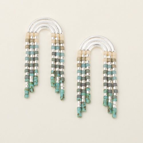 Silver Fringe Earrings in Turquoise - Madison's Niche