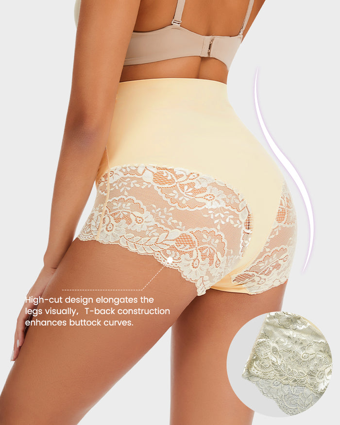 Smooth High-Waisted Sheer Lace Sculpting Brief (4 Pack)