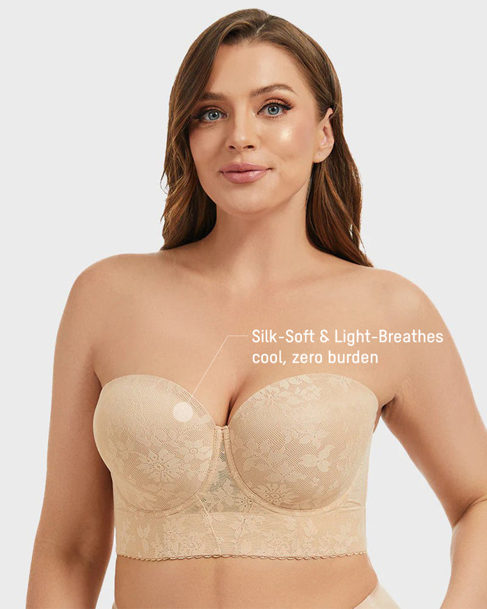 Smooth Lace Longline Strapless Underwire Bra