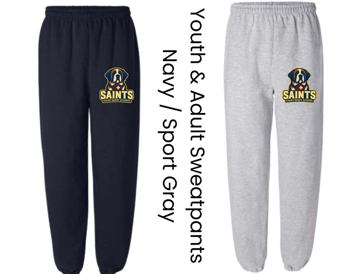 SMS St. Mary's School Sweatpants with Dog Logo - Youth & Adult - LICT *Wholesale*Retail*Mobile Boutique