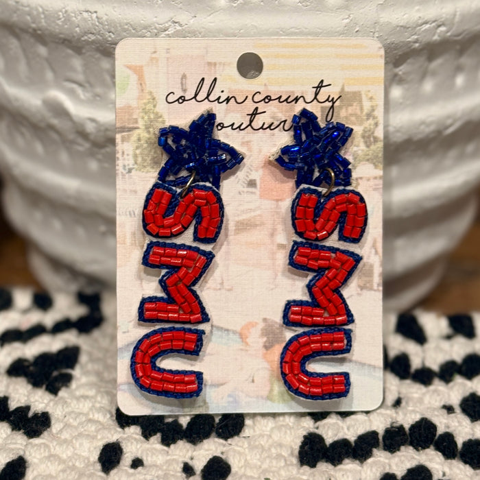 SMU Beaded Earrings