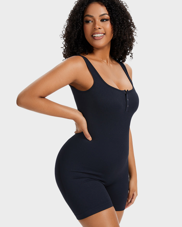 Snap Button Shaping Shorts Bodysuit