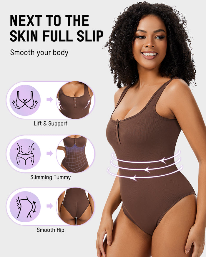 Snap Button Triangle Shaping Bodysuit