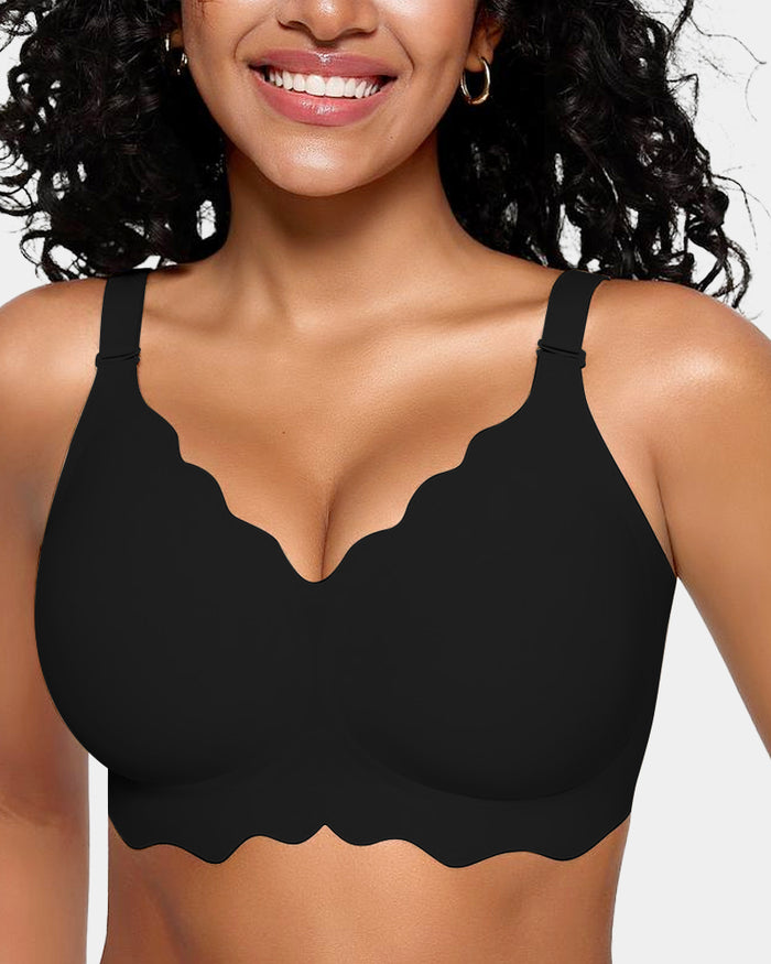 Soft Full Coverage Scalloped Wireless Jelly Bra