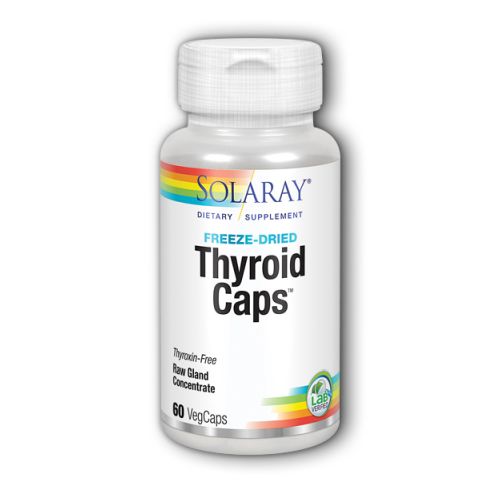 Solaray Thyroid Caps Raw Gland Concentrate, Freeze Dried Healthy Thyroid Support Thyroxin Free 60ct - The Oasis of Health