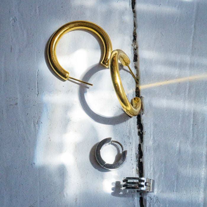 Stainless Hollow Hoop in Gold - Madison's Niche