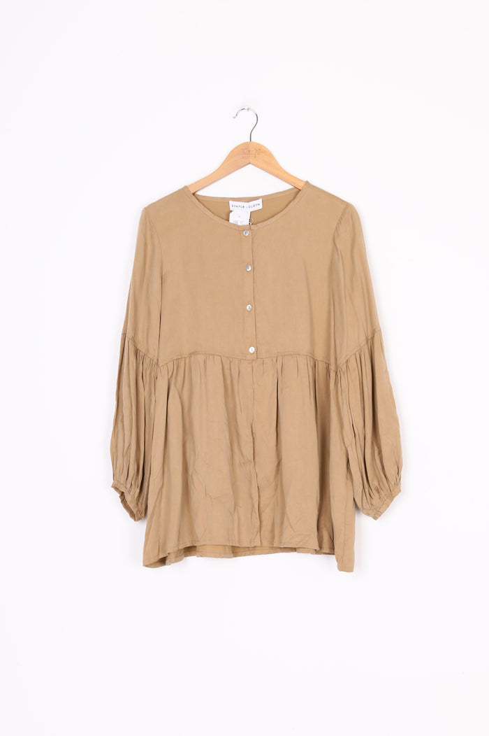 Staple + Cloth Womens Beige Blouse Size 12