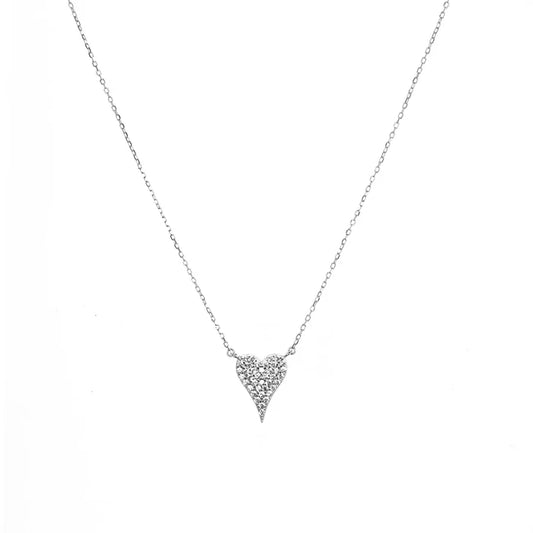 Sterling Pave Heart Necklace in Silver - Madison's Niche