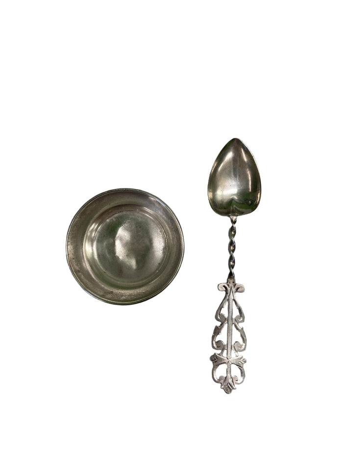 Sterling Silver Salt Spoon and Cellar.