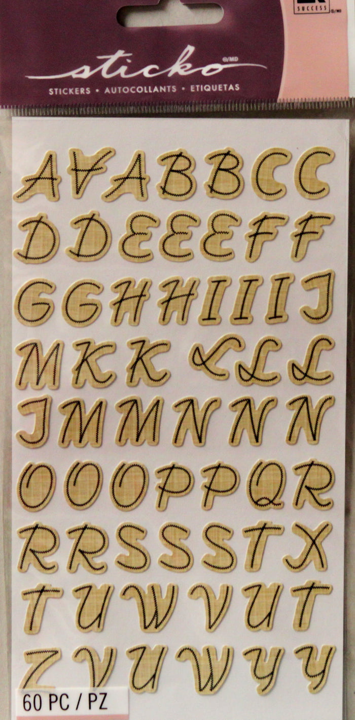 Sticko Black Embroidered Alpha Stickers - SCRAPBOOKFARE