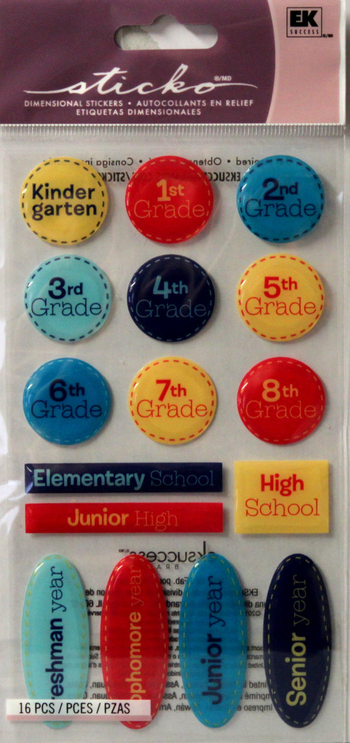 Sticko School Grades Epoxy Stickers - SCRAPBOOKFARE