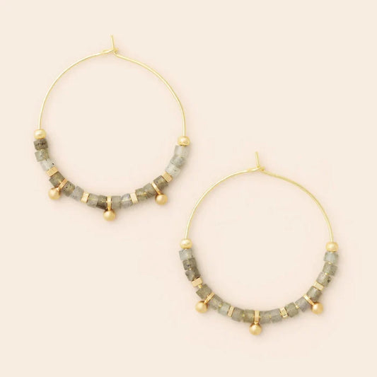 Stone Disc Hoop- Labradorite - Madison's Niche