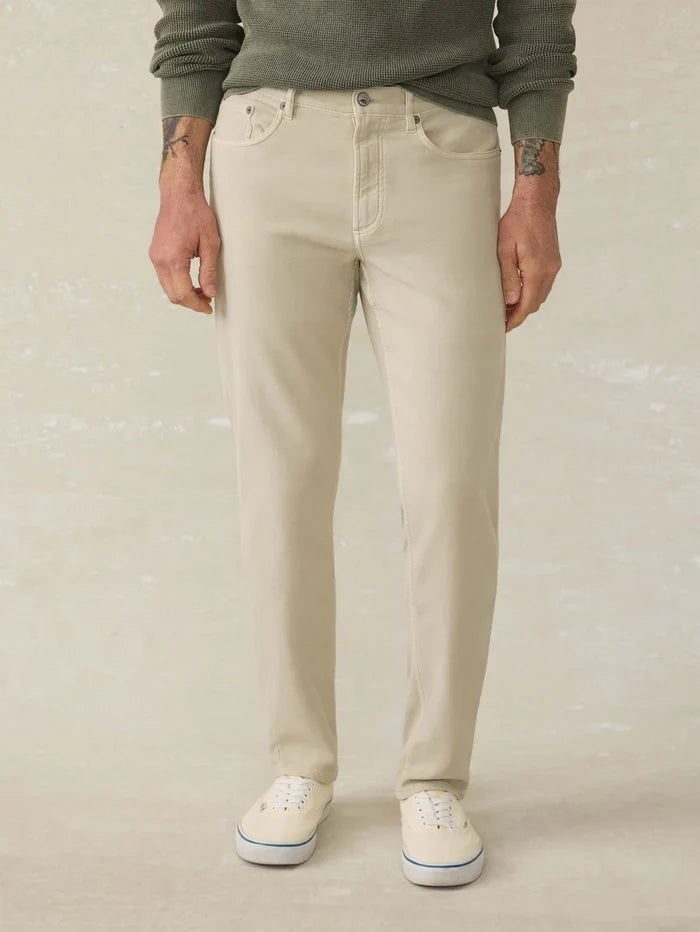 Stretch Terry 5-Pocket Pant in Stone - Madison's Niche