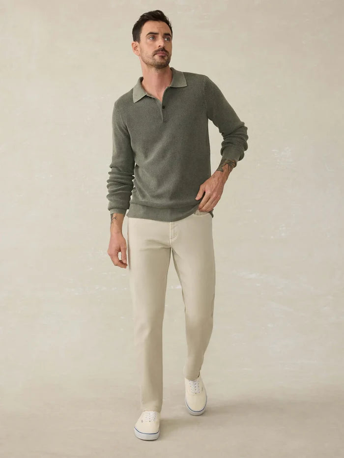 Stretch Terry 5-Pocket Pant in Stone - Madison's Niche
